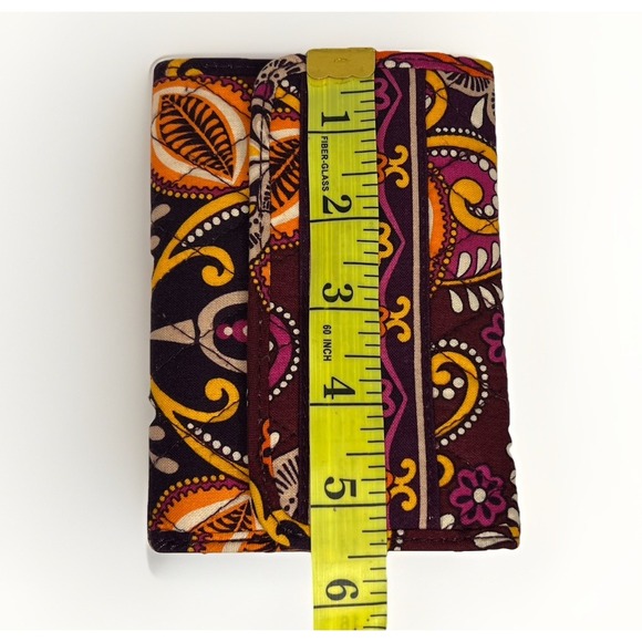 Vera Bradley Safari Sunset Quilted Cotton Trifold Wallet Purple Orange - Picture 9 of 9